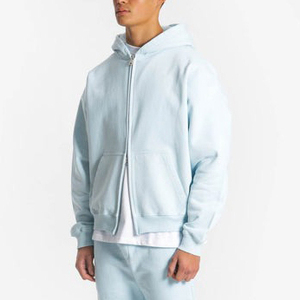 เสื้อสเวตเตอร์ขนแกะมีฮู้ดของผู้ชายแบบพรีเมี่ยมพร้อมโลโก้แบบกำหนดเองปักซิปมีฮู้ดแบบบล็อกอบอุ่นมีสายปรับได้ - Product Image 5