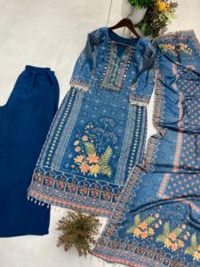 Top estampado de diseñador con conjunto de pantalón para mujer con espejo real y trabajo de diamantes perfecto para fiestas y ocasiones festivas - Product Image 6