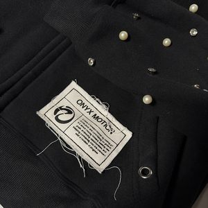 Custom Heavyweight French Terry <b>Pearl</b> Hoodie For Men Regular Fit Hip Hop Streetwear Zipper Up Hoodie With Embroidery Rhinestones - Product Image 5