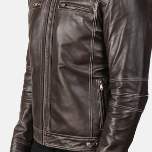 Veste en cuir véritable formelle pour homme, logo personnalisé, design de créateur, grande taille, imperméable, col montant, nouvelle collection tendance - Product Image 4