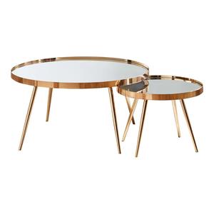 Elegante Juego de Muebles de Hierro Color Dorado Ecológico, 2 Piezas, Mesa de Centro Moderna Encajable para Sala de Estar o Habitación de Invitados, Estilo Clásico - Product Image 1