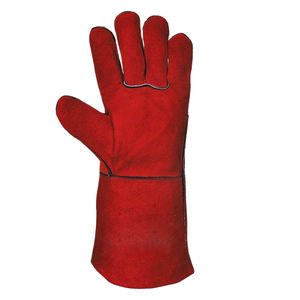 ถุงมือช่างเชื่อมหนังสีแดงคุณภาพดีที่สุดป้องกันการตัดกันลื่นกันความร้อนคุณสมบัติความปลอดภัยหนังวัวแยก - Product Image 2