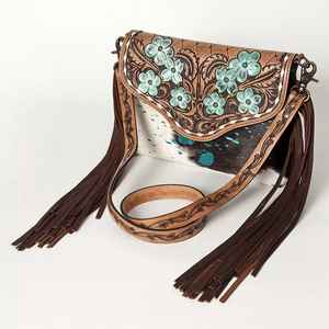 Best Seller Western Bohemian Floral Tooled Cowgirl Sling Bag Cuero genuino con borla de piel de vaca Decoración Precio al por mayor - Product Image 1