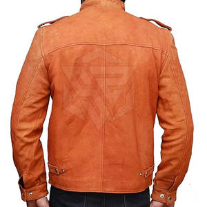 Chaqueta de cuero de gamuza de alta calidad para hombre 2025, cuello levantado con logotipo frontal, piel de vaca genuina para ropa de invierno - Product Image 5