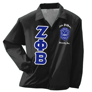 Fabricante Zeta Phi Beta Greek Twill Letters Chaqueta cortavientos Stand Collar High Street con capucha 2025 Nuevo diseño Oferta de invierno - Product Image 1