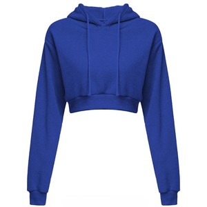 Vente chaude hiver Style femmes Crop Top à capuche avec manches longues et cordon Logo personnalisé imprimé courte longueur - Product Image 1