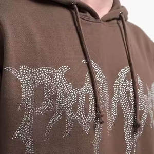 เสื้อฮู้ดแขนยาวสำหรับผู้ชายผ้าคอตตอนมีฮู้ดพลอยเทียม - Product Image 4