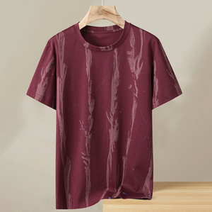 เสื้อยืดโอเวอร์ไซส์ผ้าถักเนื้อเรียบ พิมพ์ลายสกรีน สำหรับผู้ชาย ปี 2025 ผ้าฝ้าย 100% คอกลม รับสกรีนโลโก้ - Product Image 4