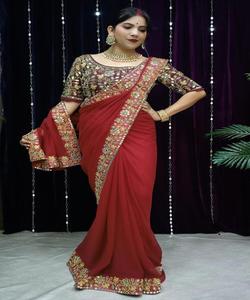 La plus belle et la plus attrayante Georgette Heavy Sequence Work Saree avec chemisier Piece Indian Women Wear Cheap Low Price Wholesale Alphanumero - Product Image 1