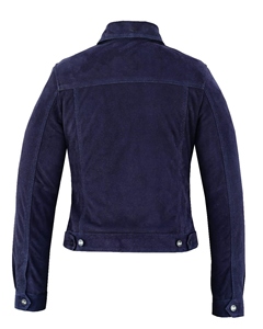 เสื้อเบลเซอร์หนังแกะแบบกระดุมสองแถวสำหรับผู้หญิง สีเขียวไหม หนังกลับ ย้อมสีพื้น ลายเรียบ กันลม ปิดกระดุม ฤดูใบไม้ร่วง ฤดูหนาว - Product Image 4