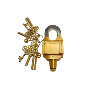 Candado inteligente cuadrado de latón resistente de aspecto Vintage, juego de 6 llaves 3x2, rompecabezas de bloqueo de jardín, 6 llaves doradas funcionales para uso en exteriores - Product Image 1