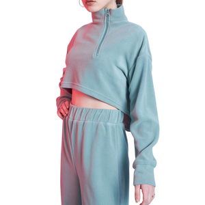 Sudadera con capucha de forro polar para mujer, estilo casual urbano, hombros caídos, transpirable, ecológica. - Product Image 3