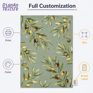 100% Cotton <strong>Tea</strong> <strong>Towels</strong> Vintage Olive Branch <strong>Sage</strong> <strong>Green</strong> Retro Style Kitchen <strong>Towels</strong> Linens 40x60cm - Product Image 4