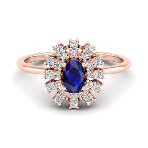 Anillo de Zafiro Azul de Corte Ovalado de Lujo REYES de 0.5 Quilates en Plata de Ley 925, Anillo de Regalo de Boda de Moissanita para Mujer - Product Image 1