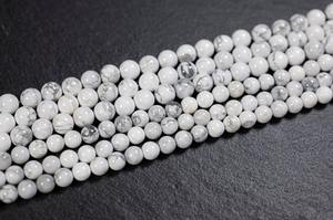 Perles Howlite blanches naturelles 6mm 8mm 10mm pierres précieuses rondes fournitures de bijoux effet marbre 10 pièces brin - Product Image 5