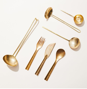 ชุดเครื่องใช้บนโต๊ะอาหารทองเหลืองขนาด25ชิ้นพร้อมช้อนอุปกรณ์บนโต๊ะอาหารทำจากเหล็กกระจกสำหรับงานปาร์ตี้ใช้ในบ้าน - Product Image 4