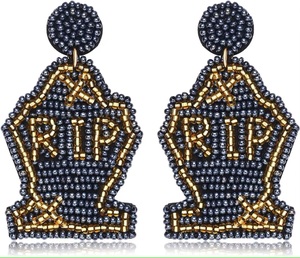 Venta al por mayor de pendientes colgantes de calavera de calabaza Vintage para Halloween Navidad Nochevieja y eventos cristianos patrón en forma de gancho - Product Image 1