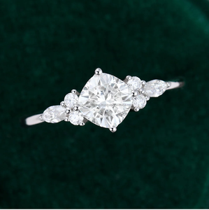 Anillo de compromiso y Bodas de lujo para mujer, Plata de Ley 925 con diamante y moissanita chapada en oro para regalo - Product Image 5