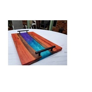 Plateau époxy unique fait à la main avec manguier bois résine rivière plateau de service rivière pour ustensiles de cuisine utiliser poignée en métal - Product Image 3