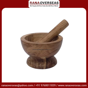 Mortier et pilon en bois faits à la main, écologiques et de haute qualité, couleur naturelle, pour herbes, épices, graines, assaisonnements, ail, herbes aromatiques Rana - Product Image 2