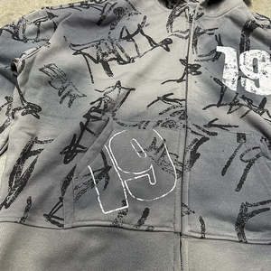 Vente en gros de sweats à capuche pour hommes surdimensionnés, en tissu éponge 100% coton, de haute qualité, personnalisables, streetwear d'hiver, effet délavé - Product Image 1