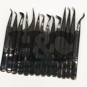 Pinzas de extensión de pestañas negras recién llegadas, pinzas de pestañas sostenibles, pinzas de etiqueta privada de acero inoxidable, embalaje de visón - Product Image 4