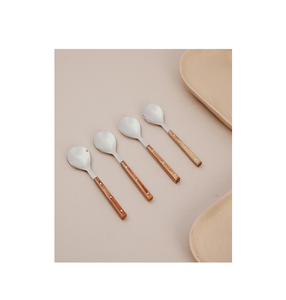 Vente en gros cuillère fourchette en acier inoxydable cuillère à salade et fourchette avec manche en bois pour ustensiles de cuisine et restaurants - Product Image 6