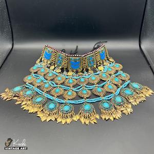 Collier de fête pour femmes, perles en cuivre faites à la main, style ethnique tribal bohème vintage, tradition afghane - Product Image 3