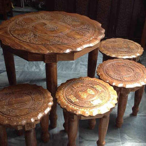 <b>Table</b> with Stand Portable <b>Table</b> Pakistani Handmade Solid <b>Wood</b> Person Hand Carved best Foldable <b>Garden</b> Patio Furniture - Product Image 1