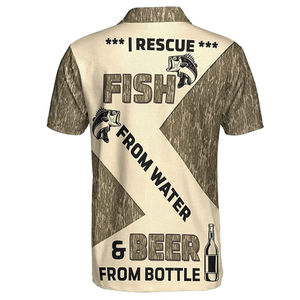 Cuello de botón personalizado de alta calidad para hombres para Polos de secado rápido y protección UV Impresión sublimada Ropa de pesca Servicio OEM - Product Image 5