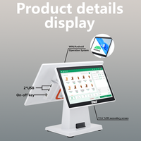 Terminal de point de vente 15,6'' à double écran tactile Android Win7/10, système de point de vente, caisse enregistreuse pour restaurant, supermarché, ordinateur de caissier