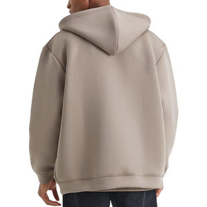 Veste polaire technique unie à capuche zippée oversize pour homme, en tissu épais, à épaules tombantes, style streetwear, vente en gros - Product Image 4