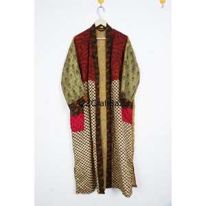 Robe longue élégante bohème de luxe en soie patchwork imprimée à col en V avec cordon de serrage pour femme, respirante, séchage rapide, taille unique, été - Product Image 4