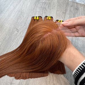 Lace Front <b>Long</b> <b>Wig</b> Natural Black/Ginger Virgin Remy Bangs HD Transparent Cap 250% Density Double Drawn Vietnamese Average Size - Product Image 3