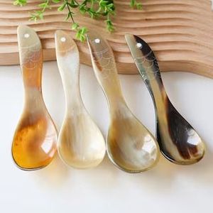 CUCHARA DE CUERNO BLANCO PULIDO DE LA CALIDAD para el hogar y el restaurante Uso en la cocina Tazón de estilo animal artesanal de la mejor calidad a la venta - Product Image 3