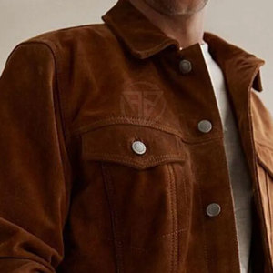 Veste d'hiver moderne en cuir suédé de vache avec logo frontal, design écologique et léger, lignes épurées et finition lisse - Product Image 5