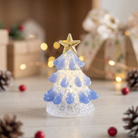 Figurine de sapin de Noël en verre lumineux, veilleuse de bureau artisanale, décoration de maison, veilleuse de sapin de Noël en verre