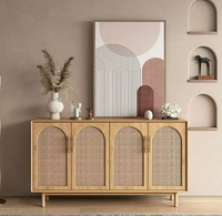 Armoire de rangement en rotin en bois massif moderne et simple pour salle à manger