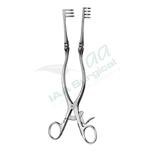 Retractor Cerebelar Autoajustable Adson de Acero Inoxidable 4x4 con Puntas Afiladas y Mango de Anillo con Trinquete para Uso Médico Quirúrgico Hospitalario, Certificado CE - Product Image 1