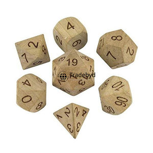 Juego de 7 Dados Poliédricos de Madera Hechos a Mano, Duraderos y Ecológicos para Juegos de Rol y de Mesa, Tradebyd - Product Image 2