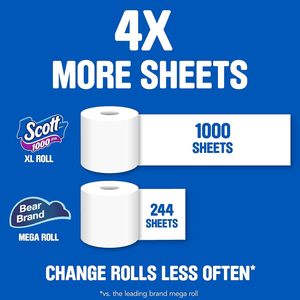Scott 1000 feuilles par rouleau, 12 rouleaux de papier toilette, papier hygiénique - Product Image 2