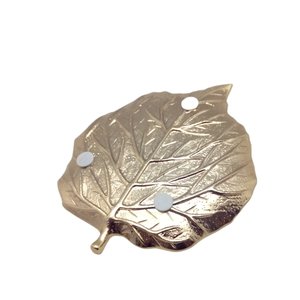 DECORATIVE TRINKET <b>PLATE</b> LEAF SHAPE <b>RING</b> DISH GOLD ZINC ALLOY 13.3cm X11.4cm - Product Image 2