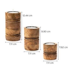 ZAMZAM IMPEX Porte-bougie en bois rustique fait à la main de forme ronde pour la décoration de la maison ou comme support de bougie pilier - Product Image 4