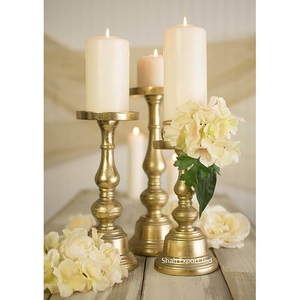 Bougeoir pilier en aluminium de meilleure qualité fini or pour la maison et le mariage ensemble de bougies et piliers décoratifs de table - Product Image 3