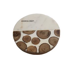 ที่รองแก้วหินอ่อนและเรซินรูปร่างทรงกลมสีน้ำตาลและสีขาวเครื่องครัวตกแต่งโต๊ะของใช้สำหรับงานเลี้ยงวันเกิด - Product Image 1