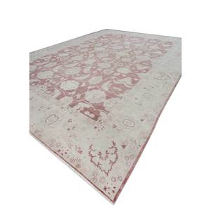 Tapis en laine noués à la main Aalam Floral Pae-5899 Rose & Violet 9x12 pour la décoration du salon et du couloir pour adolescents - Product Image 2