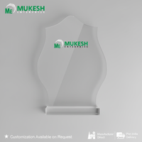 Trofeo Deportivo Acrílico Pulido y Duradero Modelo-20 Elite Shield de Mukesh Enterprise, Grabado con Letras Impresas en Letterpress, Elegante y Transparente