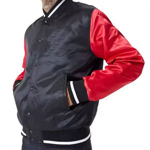 Chaqueta universitaria de satén personalizada de alta calidad de fabricante OEM para hombre, Chaqueta de manga larga con cuello levantado bordado, temporada de invierno adecuada - Product Image 5