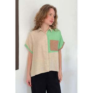 Topshow Stone Emerald Front Paneled Pocket Wholesale <b>Shirt</b> - [object Object] - Product Image 1