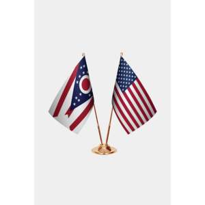 Ensemble de drapeaux de bureau personnalisés Ohio États-Unis, impression numérique, aluminium, variété de matériaux : coton, plastique, polyester, soie, automobile - Product Image 2